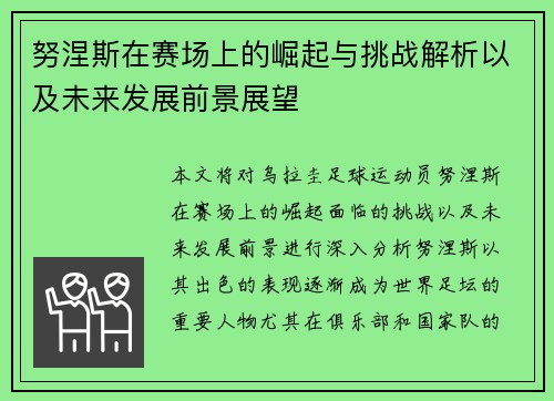 努涅斯在赛场上的崛起与挑战解析以及未来发展前景展望
